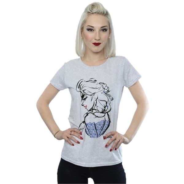Disney Womens/Ladies Frozen Elsa Sketch Mono Cotton T-Shirt