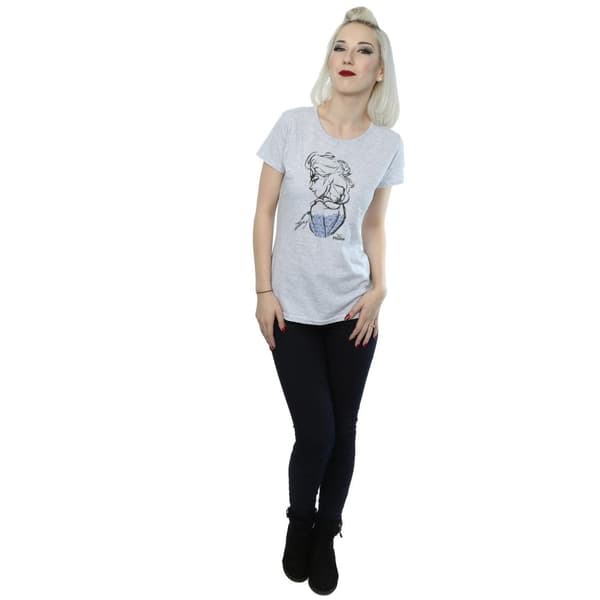 Disney Womens/Ladies Frozen Elsa Sketch Mono Cotton T-Shirt