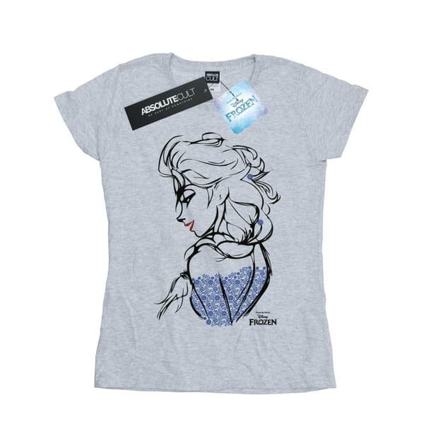 Disney Womens/Ladies Frozen Elsa Sketch Mono Cotton T-Shirt