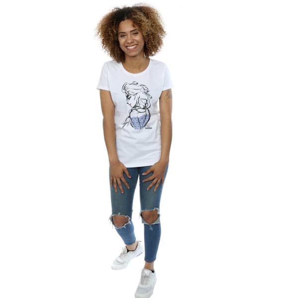 Disney Womens/Ladies Frozen Elsa Sketch Mono Cotton T-Shirt