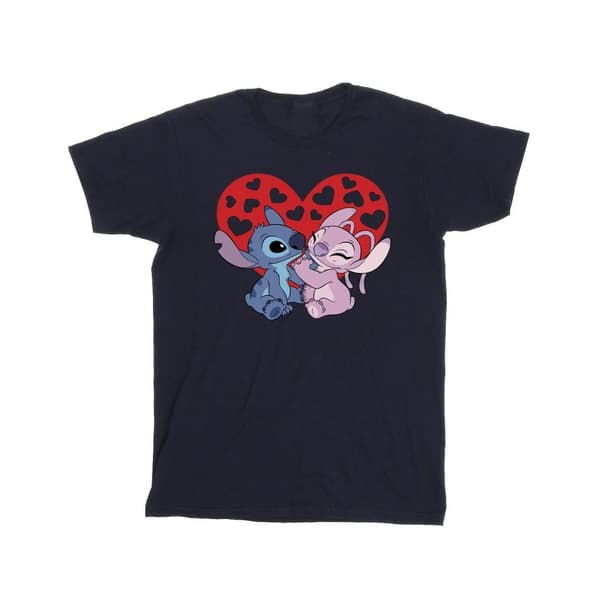 Disney Girls Lilo & Stitch Hearts Cotton T-Shirt