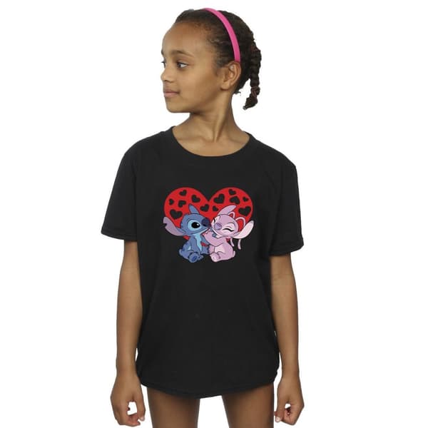 Disney Girls Lilo & Stitch Hearts Cotton T-Shirt