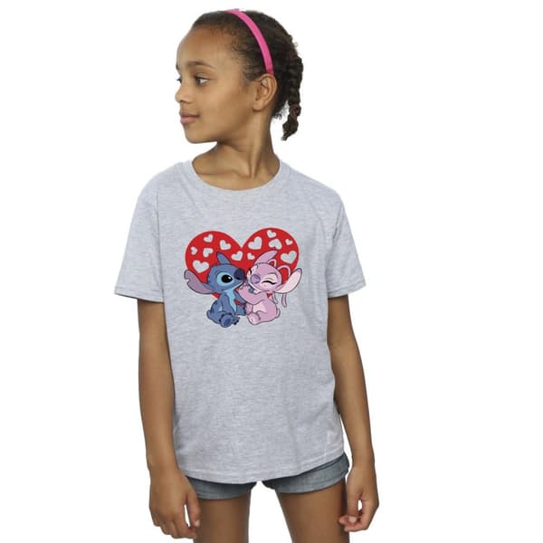 Disney Girls Lilo & Stitch Hearts Cotton T-Shirt