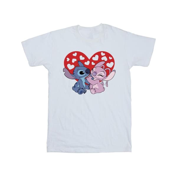 Disney Girls Lilo & Stitch Hearts Cotton T-Shirt