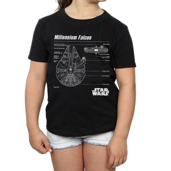 Star Wars Girls Millennium Falcon Blueprint Cotton T-Shirt