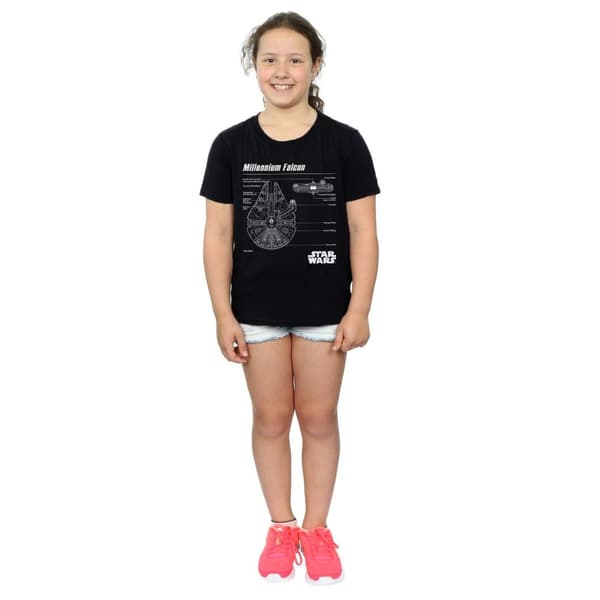Star Wars Girls Millennium Falcon Blueprint Cotton T-Shirt