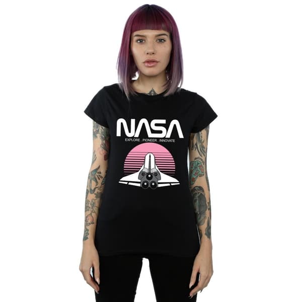NASA Womens/Ladies Space Shuttle Sunset Cotton T-Shirt
