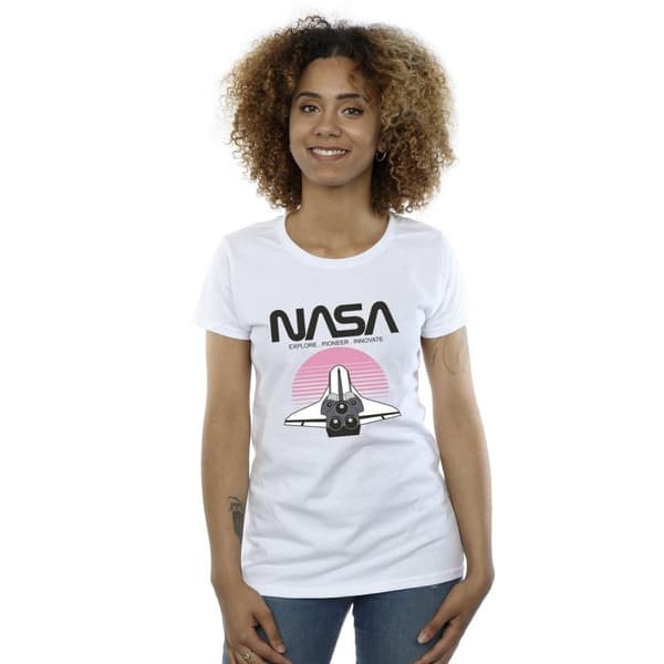 NASA Womens/Ladies Space Shuttle Sunset Cotton T-Shirt