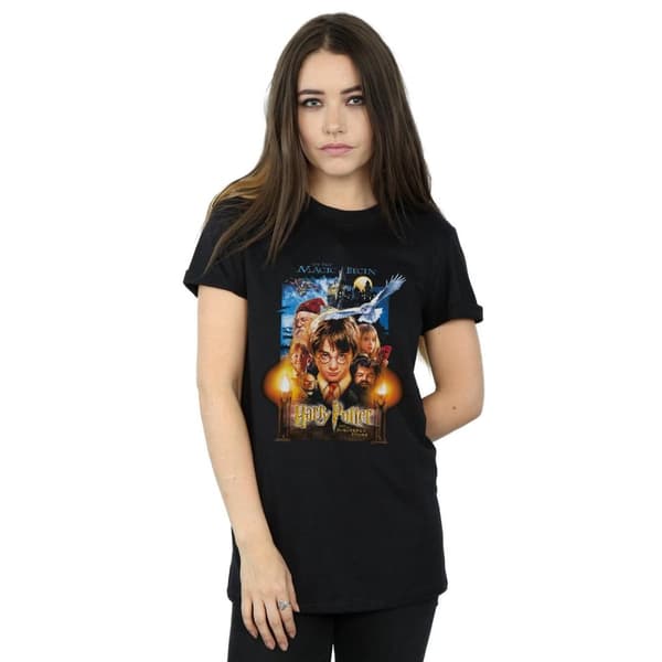 Harry Potter Womens/Ladies The Sorcerer´s Stone Poster Cotton Boyfriend T-Shirt