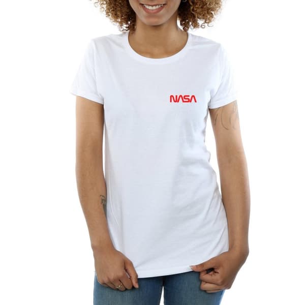 NASA Dam/Herr T-shirt i bomull med modern logotyp på bröstet