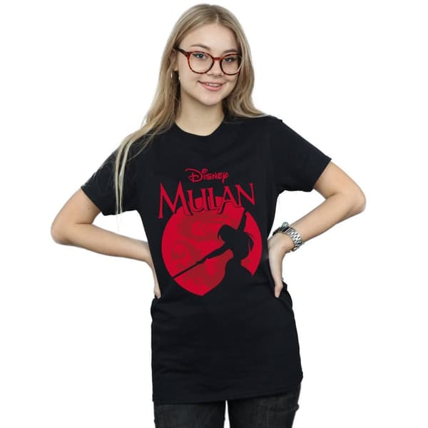 Disney Womens/Ladies Mulan Dragon Silhouette Cotton Boyfriend T-Shirt