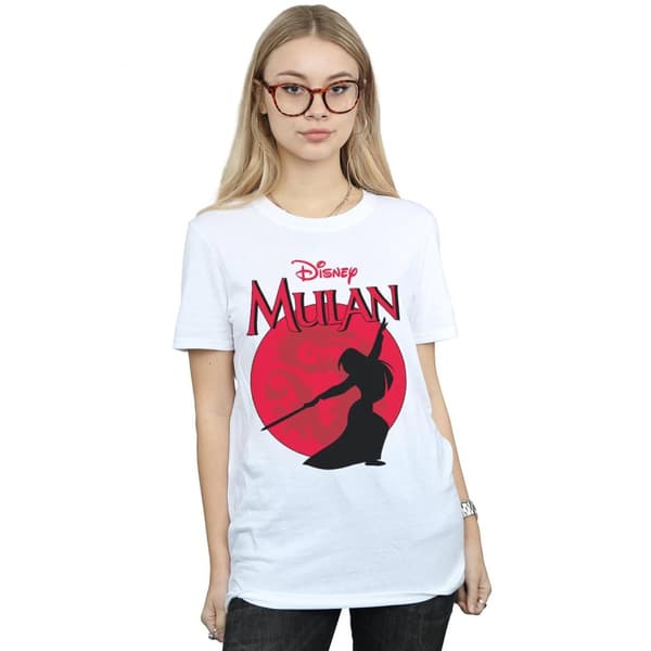 Disney Womens/Ladies Mulan Dragon Silhouette Cotton Boyfriend T-Shirt