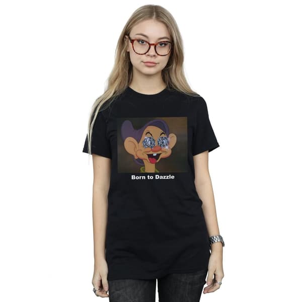 Disney Womens/Ladies Dopey Born To Dazzle Cotton Boyfriend T-Shirt