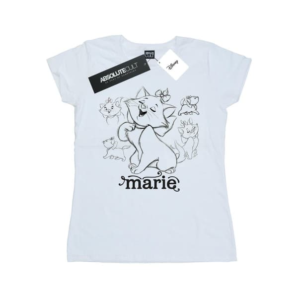 Disney Womens/Ladies Marie Collage Sketch Cotton T-Shirt