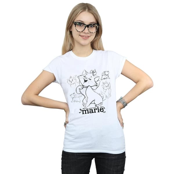 Disney Womens/Ladies Marie Collage Sketch Cotton T-Shirt