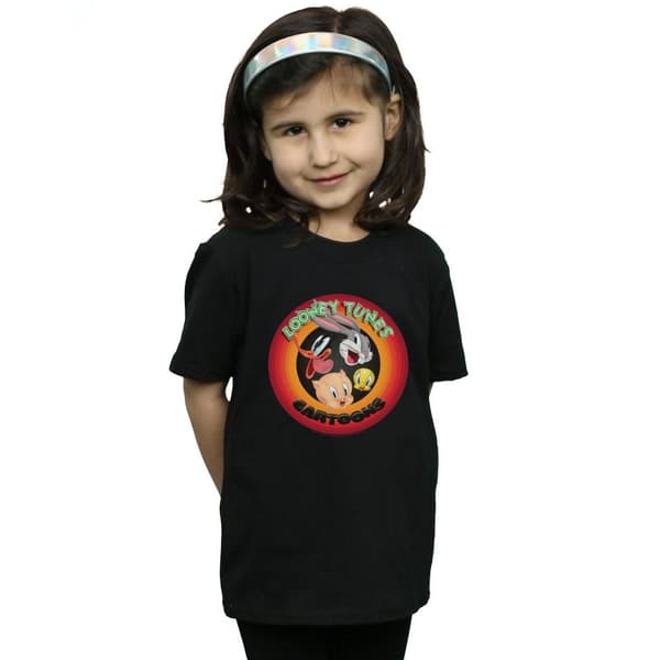 Looney Tunes T-shirt i bomull med tecknad cirkel för flickor