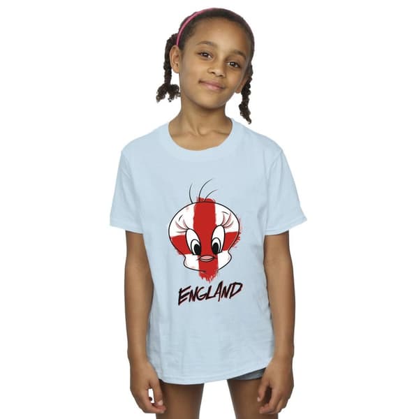 Looney Tunes Girls Tweety England Face Cotton T-Shirt