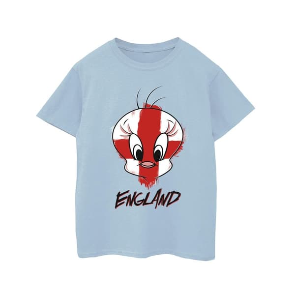 Looney Tunes Girls Tweety England Face Cotton T-Shirt