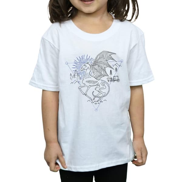 Harry Potter Girls Thestral Line Art Cotton T-Shirt