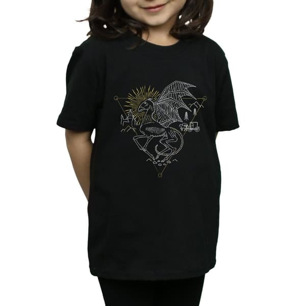 Harry Potter Girls Thestral Line Art Cotton T-Shirt