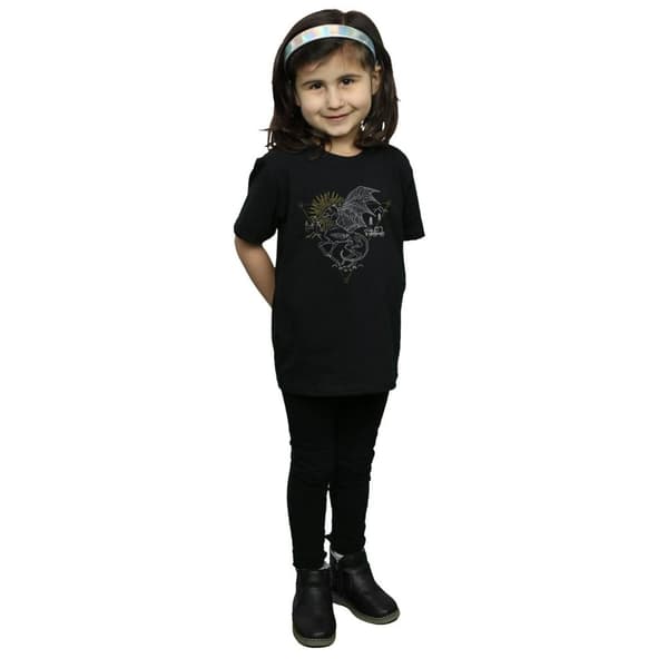Harry Potter Girls Thestral Line Art Cotton T-Shirt
