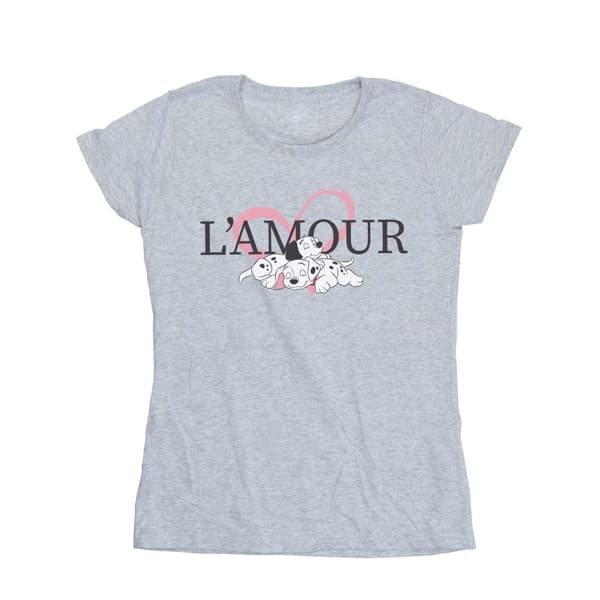 Disney Womens/Ladies 101 Dalmatians L´Amour Cotton T-Shirt Sports Grey S