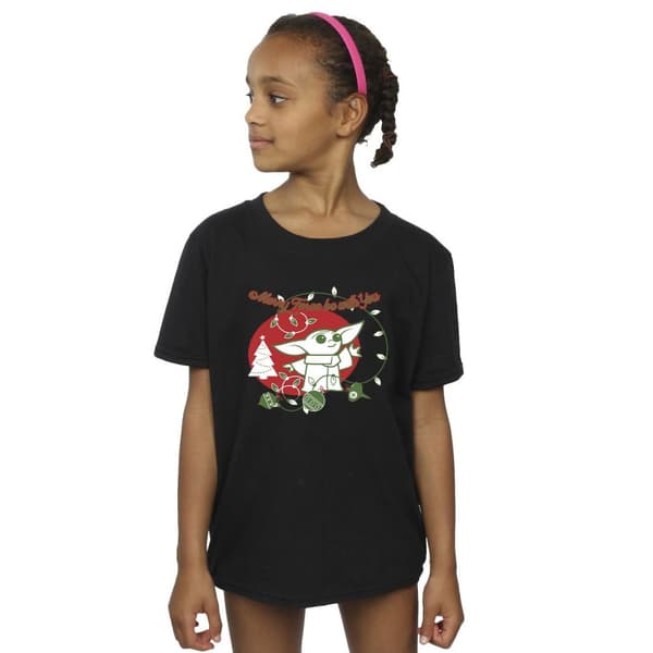 Star Wars The Mandalorian Yoda Force Be With You - T-shirt i bomull för babyflickor