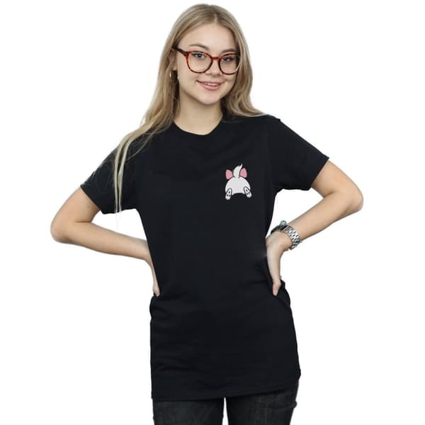 Disney Dam/Tjej Aristocats Marie Backside Brösttryck Bomull Boyfriend T-shirt