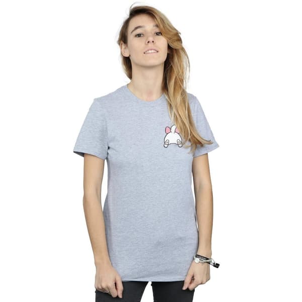 Disney Dam/Tjej Aristocats Marie Backside Brösttryck Bomull Boyfriend T-shirt