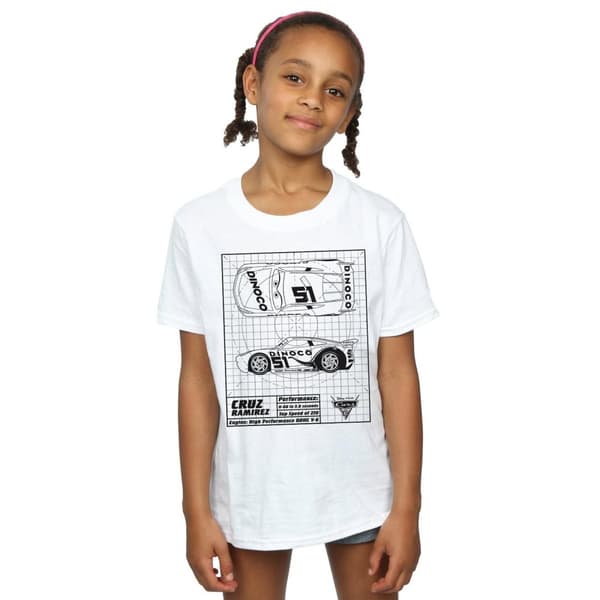 Disney Girls Cars Cruz Ramirez Blueprint Cotton T-Shirt