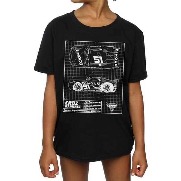 Disney Girls Cars Cruz Ramirez Blueprint Cotton T-Shirt