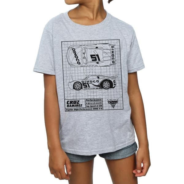 Disney Girls Cars Cruz Ramirez Blueprint Cotton T-Shirt