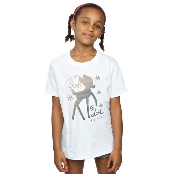 Disney Girls Bambi Winter Deer Cotton T-Shirt