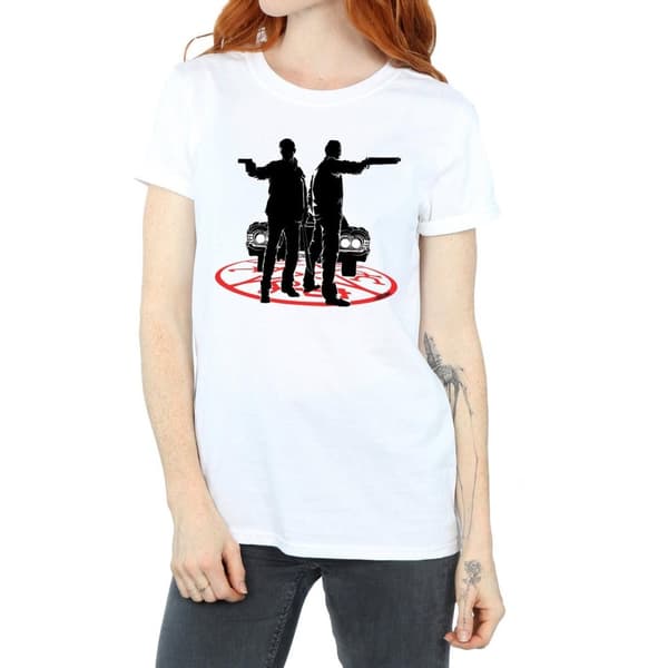 Supernatural Dam/Tjej Sam And Dean Silhouette Bomull Boyfriend T-shirt