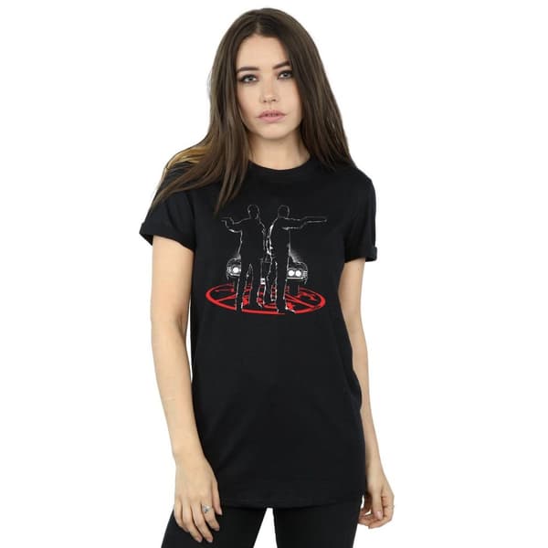 Supernatural Dam/Tjej Sam And Dean Silhouette Bomull Boyfriend T-shirt