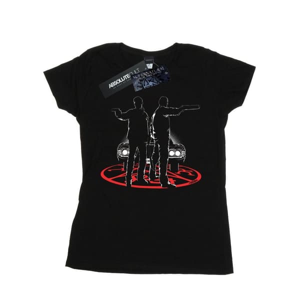 Supernatural Dam/Tjej Sam And Dean Silhouette Bomull Boyfriend T-shirt