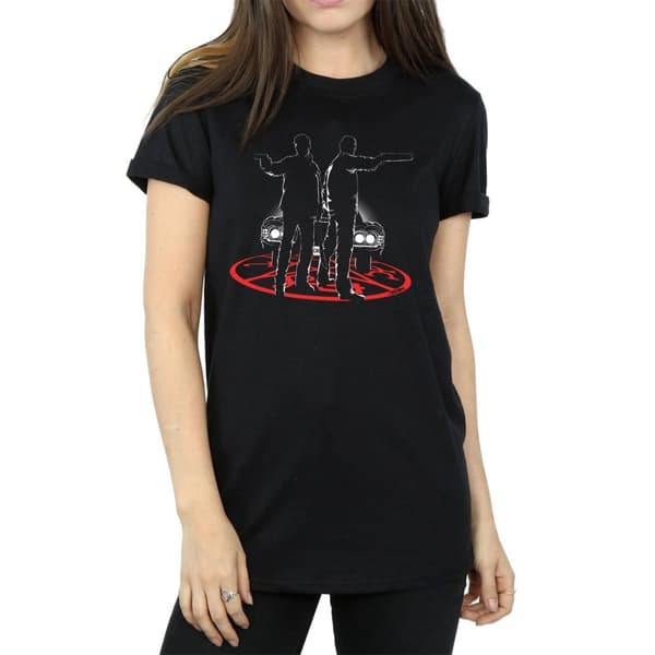 Supernatural Dam/Tjej Sam And Dean Silhouette Bomull Boyfriend T-shirt