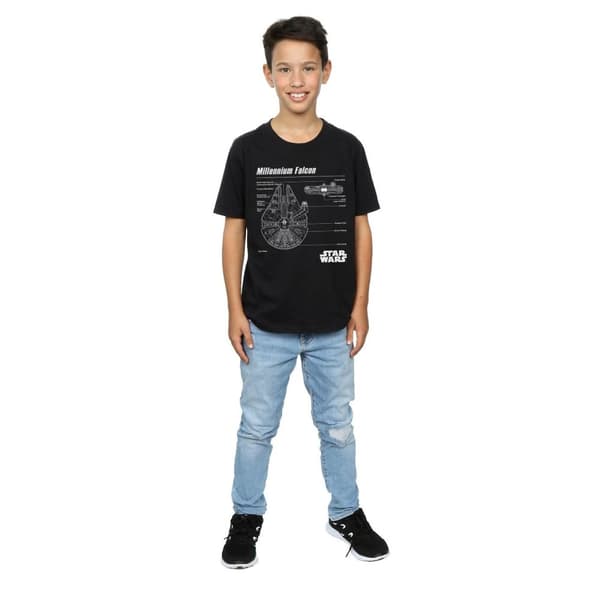 Star Wars Millennium Falcon Blueprint T-shirt för pojkar