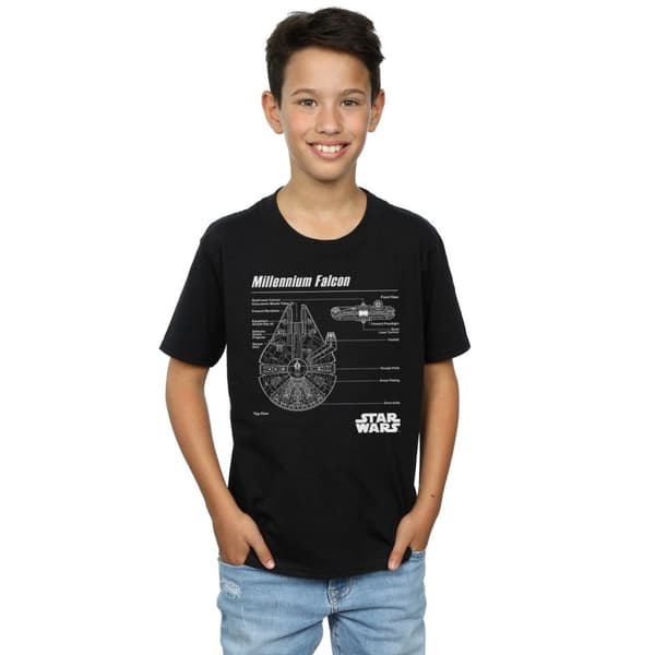Star Wars Millennium Falcon Blueprint T-shirt för pojkar