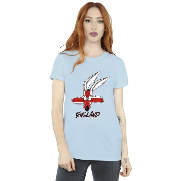 Looney Tunes Womens/Ladies Coyote England Face Cotton Boyfriend T-Shirt