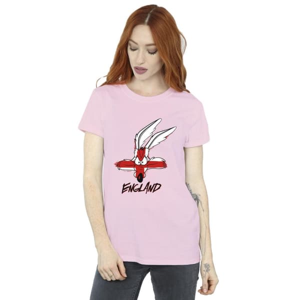 Looney Tunes Womens/Ladies Coyote England Face Cotton Boyfriend T-Shirt