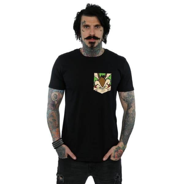 Looney Tunes Mens Wile E Coyote Face Faux Pocket T-Shirt