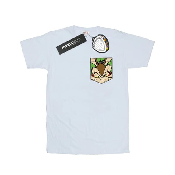 Looney Tunes Mens Wile E Coyote Face Faux Pocket T-Shirt