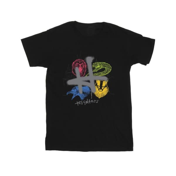 Harry Potter Mens Emblems H Spray T-Shirt Black XXL
