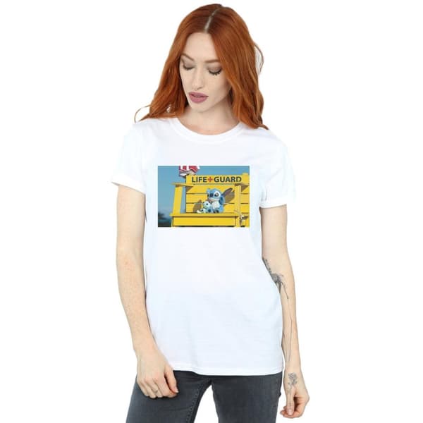 Disney Womens/Ladies Lilo And Stitch Life Guard Cotton Boyfriend T-Shirt