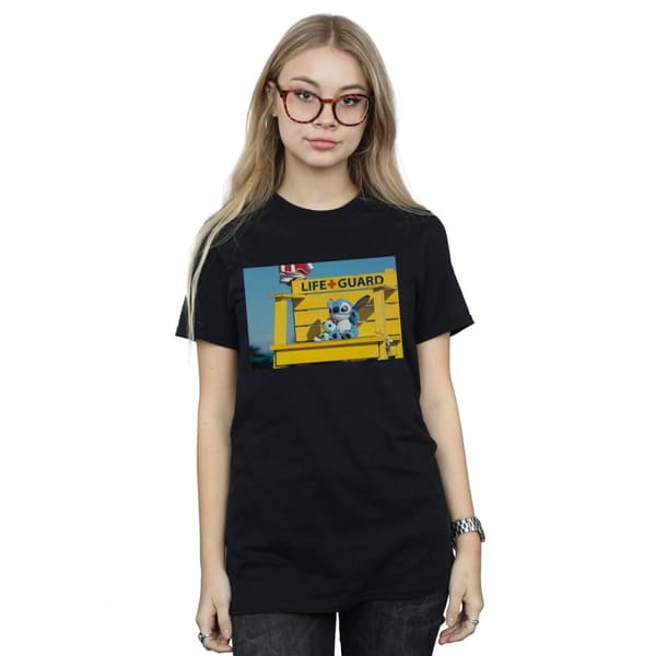 Disney Womens/Ladies Lilo And Stitch Life Guard Cotton Boyfriend T-Shirt