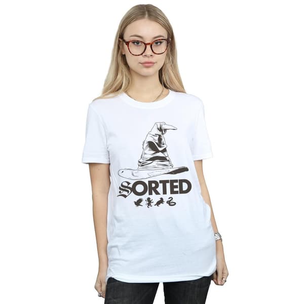 Harry Potter Dam/dam Sorteringshatten Boyfriend T-shirt i bomull