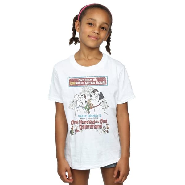 Disney Girls 101 Dalmatians Retro Poster Cotton T-Shirt