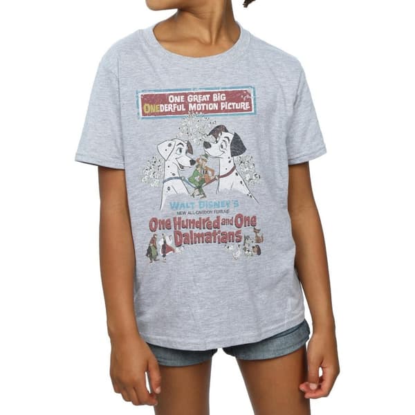 Disney Girls 101 Dalmatians Retro Poster Cotton T-Shirt