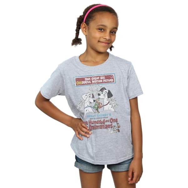 Disney Girls 101 Dalmatians Retro Poster Cotton T-Shirt